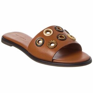 Tory Burch Everly Brown Leather Slides